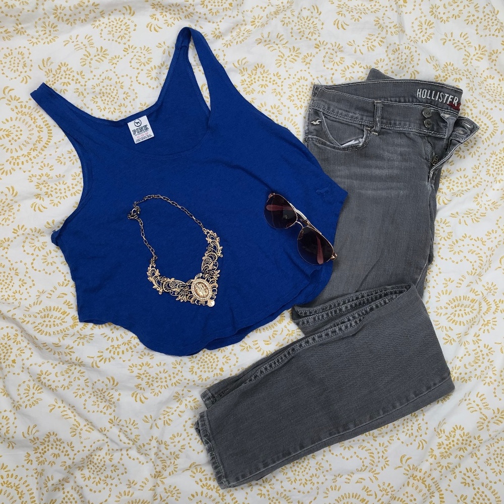 Blue PINK cropped tank top from Victoria Secret